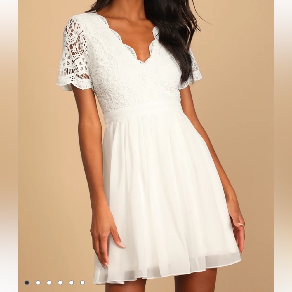 Lulus Angel in Disguise White Lace Skater Dress - NWT size XS